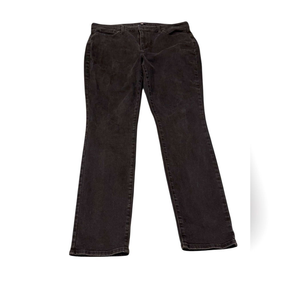 NYDJ Alina Legging Jeans Womens Black Lift Tuck High Rise Velour Size 14